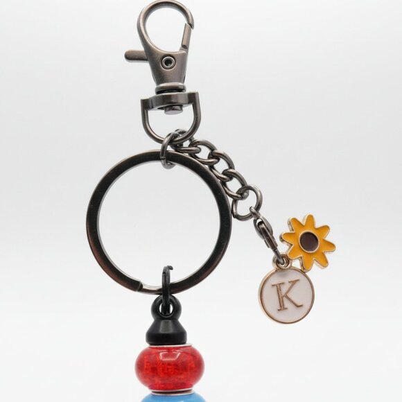 Beaded Handcrafted Initial "K" Keychain with sunflower charm. Brand new. - Picture 3 of 5